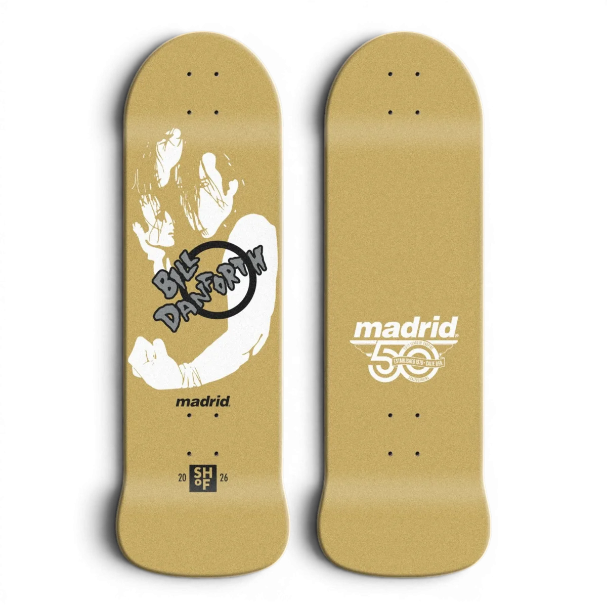 Madrid Bill Danforth SHOF Gold Old School Skateboard Deck 9.5"
