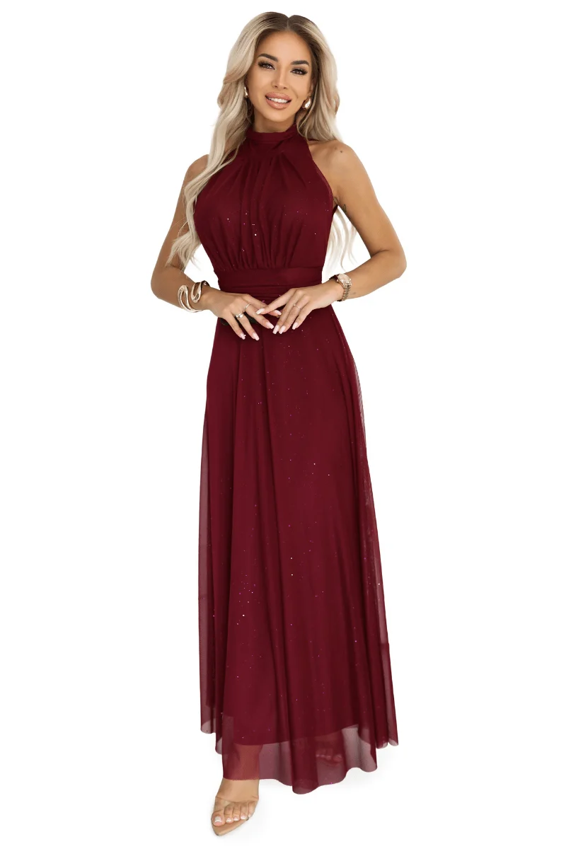 Vestido de cerimónia comprido bordeaux Verónica