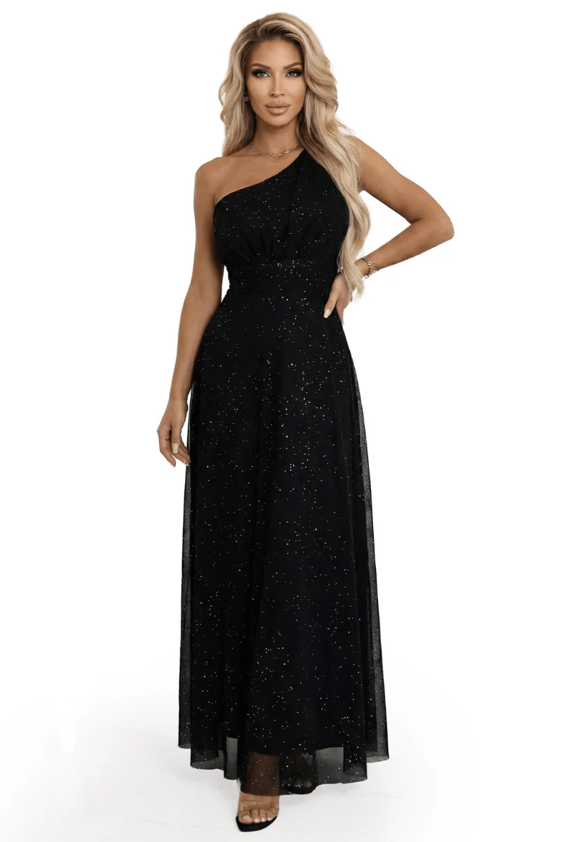 Vestido de cerimónia comprido preto Bianca