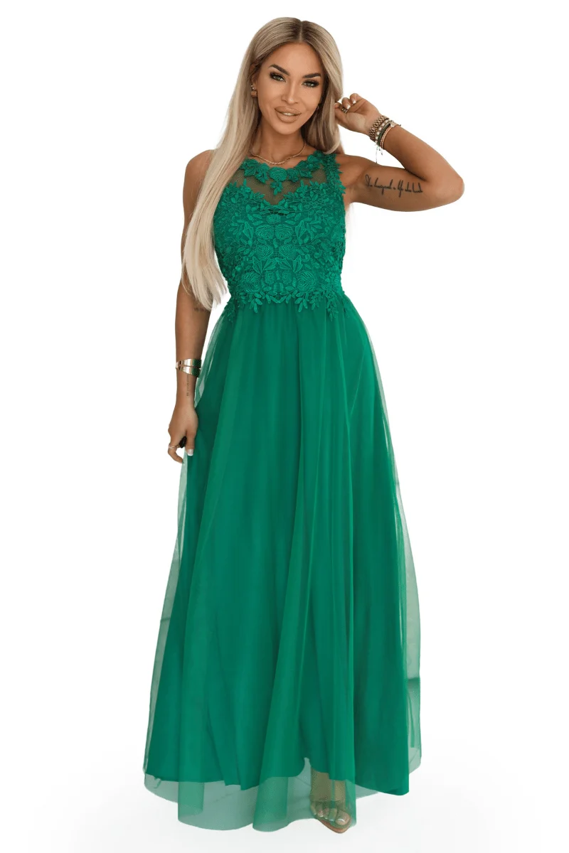 Vestido de cerimónia comprido verde Romeu