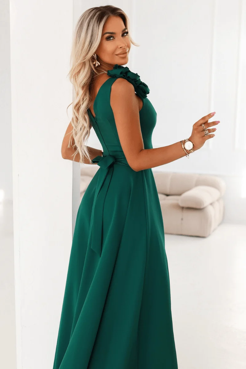 Vestido de cerimónia comprido verde Dália - Image 7
