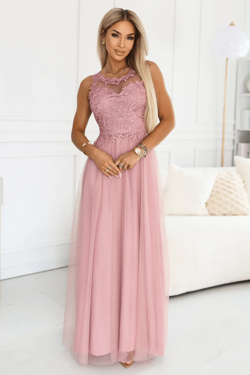 Vestido de cerimónia comprido rosa velho Romeu - Image 5