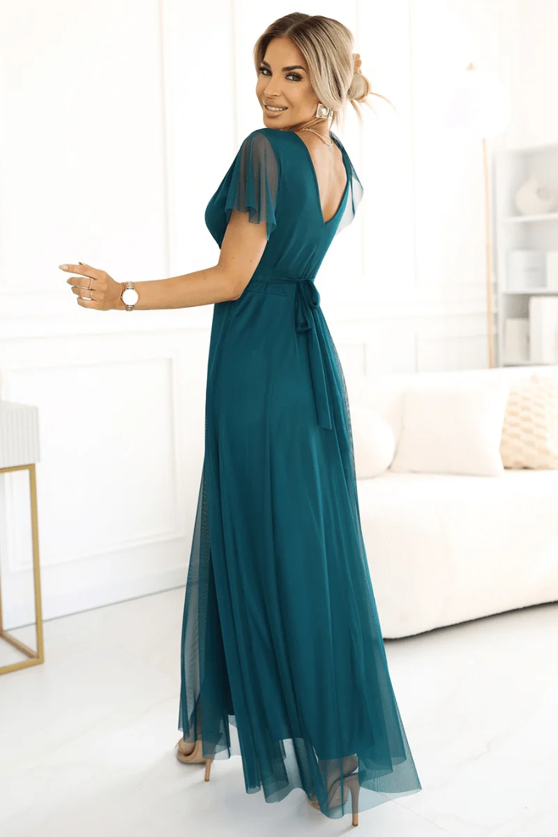 Vestido de cerimónia comprido verde Nádia - Image 3