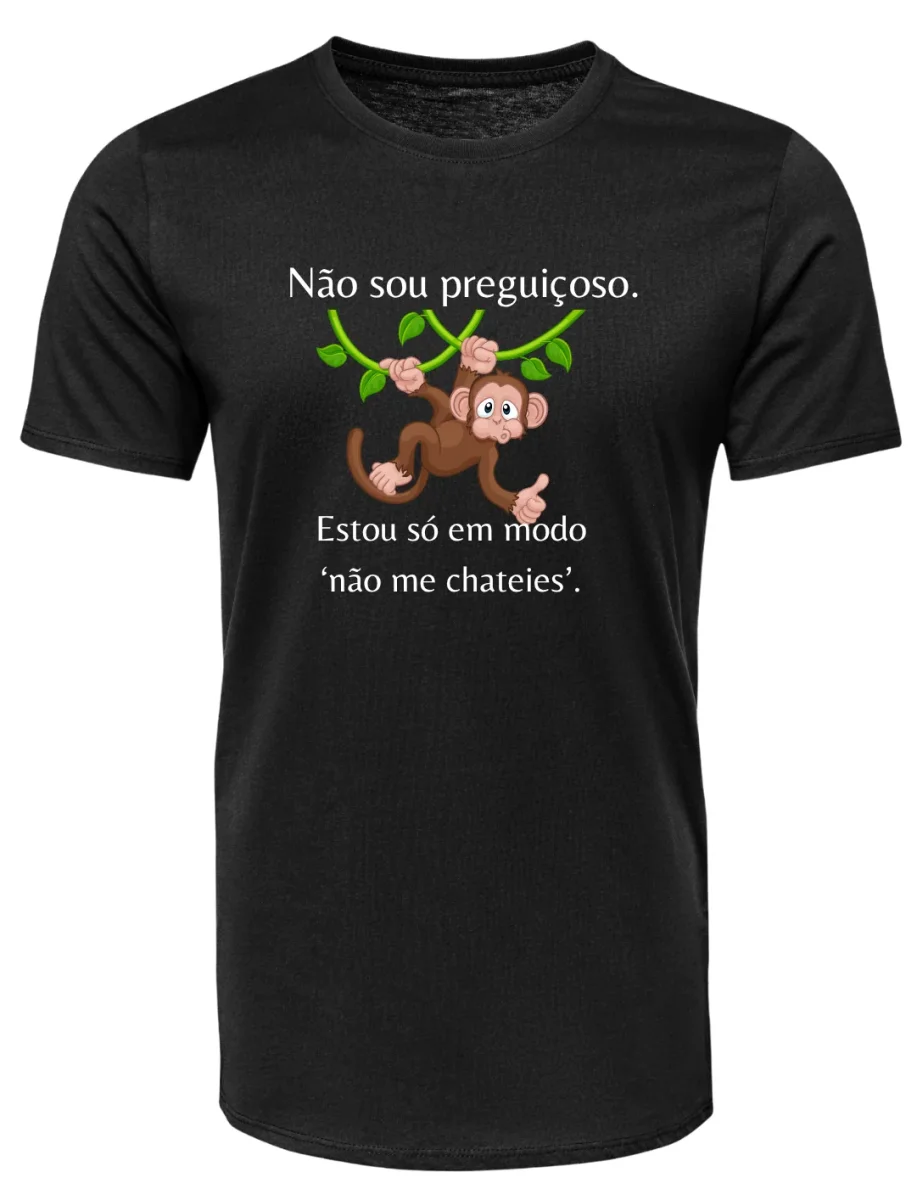 T-shirt personalizado Não sou preguiçoso. Estou só em modo ‘não me chateies’.” – Algodão 190 g/m², personalizável frente ou verso (P15) - Image 3