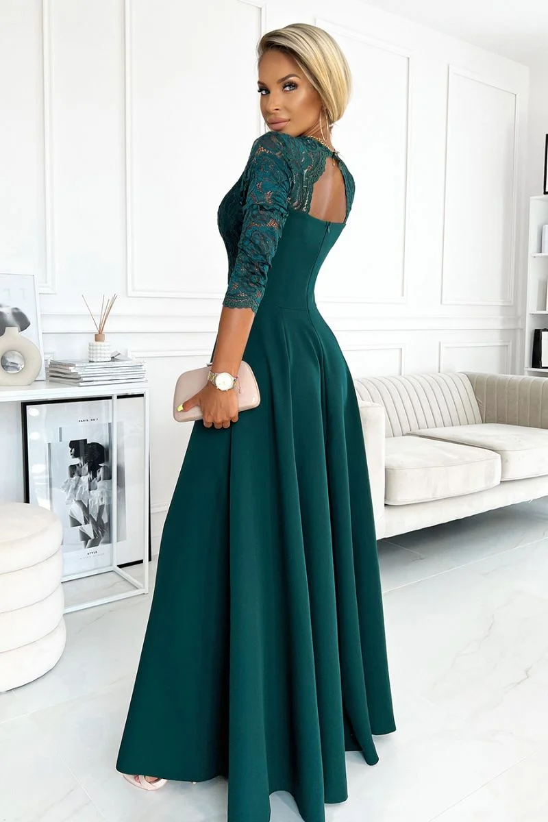 Vestido de cerimónia comprido verde Amber - Image 3