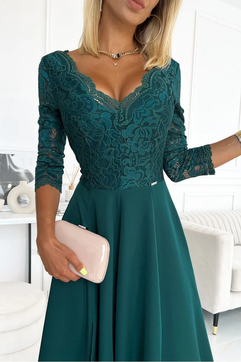 Vestido de cerimónia comprido verde Amber - Image 4